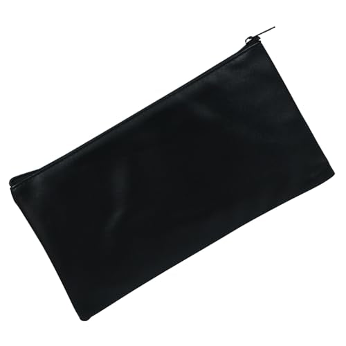 1 Pack Money Bag with Zipper, 11 x 6.1 Inch Cash Pouch, Multi-Purpose Bank Bag for Cash, Checks, Documents & Cosmetics (Black) - color: Black