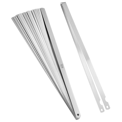 QWORK 25 Blades Steel Feeler Gauge Set, Dual Marked Metric & Imperial, Precision Thickness Feeler Gage Gauge, 0.038-1.02mm
