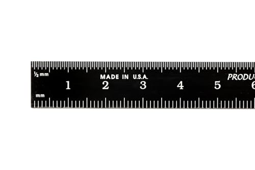 PEC Tools Metric Metal Ruler, 15CM, Made in USA - color: Black Chrome-Flexible