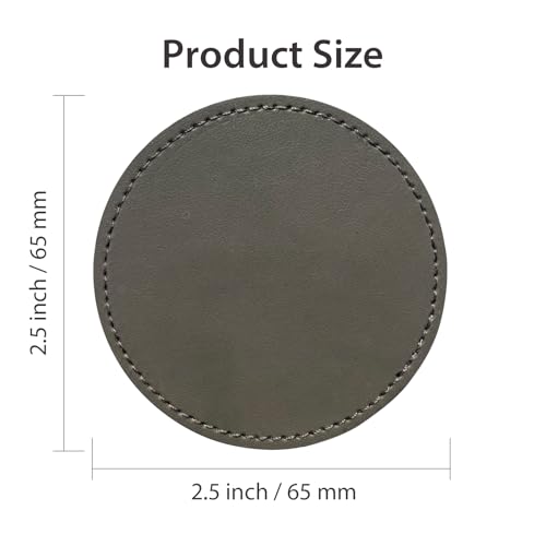 Gray/Grey Blank Leather Hat Patches for Laser Engraving(Ø2.5 Inch),Round/Circle Leatherette Patches Iron-on with Heat Press Adhesive Backing (Pack of 30) - color: Gray, size: Round