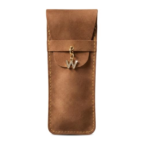 Personalized Initial PU Suede Pen Pouch - Office and Professional Storage Accessory, Ideal Gift for Coworkers (W) - color: W
