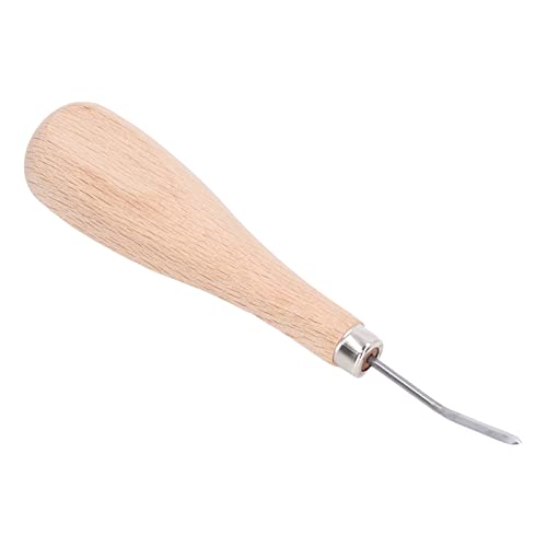 Curved Stitching Awl, Professional Leather Craft DIY Tool with Beech Wood Handle, for Punching Holes in Leather Sewing