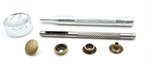 100 Sets - 12mm(1/2") Metal Line 24 Gunmetal Black Plated Steel Snaps Fastener Leather Rapid Rivet Button Sewing with Seting Tool (12mm, Bronze) - color: Bronze, size: 12mm