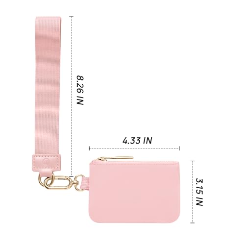 Mum's Memory Mini Zip Around Wristlet Wallets for Women -KeyChain Wallet with Detachable Dual Pouch Wristlet -Key Chain Coin Purse Small Wallets - color: Pink-white-gold