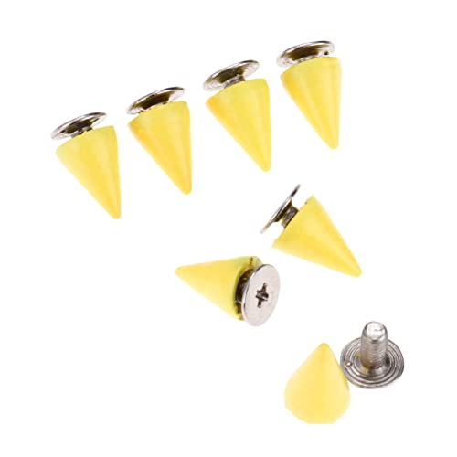 Yetaha Yellow 7x10MM Cone Punk Screw Back Rivet Spikes, Metal Studs - color: Yellow