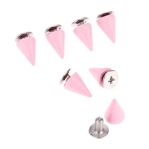 Yetaha Pink 7x10MM Cone Punk Screw Back Rivet Spikes, Metal Studs - color: Pink