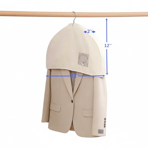 Cotton Shoulder Garment Bags with 2" Gusset, Breathable Clothes Dust Covers with Clear PVC Pocket, Reusable Washable Protectors for Suit, Coat, Dress, Closet Storage & Travel (4 Pake)