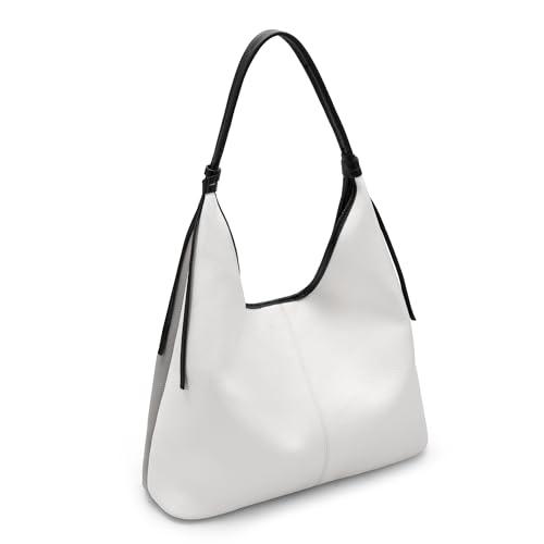 befen Genuine Leather Slouchy Hobo Purses for Women, Casual Hobo Bags - color: White-gray