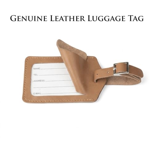 Genuine Leather Luggage Tags & Bag Tags 2 Pieces Set - color: Apricot