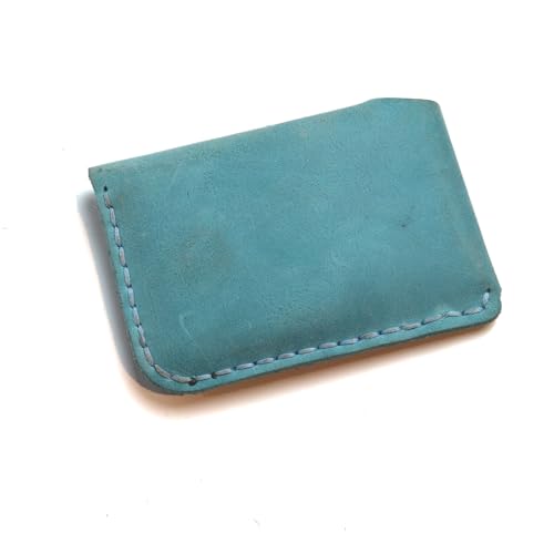 Genuine Leather slim Card Case Wallet Front Pocket Card Organizer Leather Card Holder Wallet, - color: Peacock blue