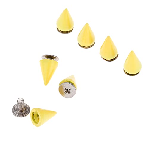 Yetaha Yellow 7x10MM Cone Punk Screw Back Rivet Spikes, Metal Studs - color: Yellow