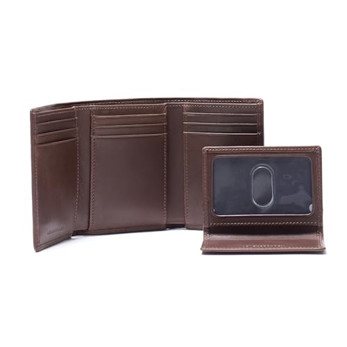 Premium Mahogany Men's Trifold Wallet with Removable Card Holder - Mahogany - color: Premium Mahogany, size: with Card Wallet