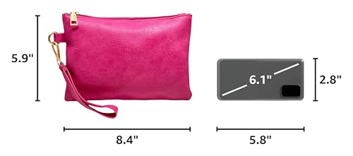 K.E.J. Clutch Purses for Women Wallet Wristlet Small Wallet Purses Clutch Handbags Zipper Purse for Ladies Women Gifts - color: Hot Pink