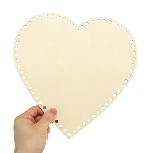 PATIKIL 10" x 10" Crochet Basket Bottom, 6Pcs Heart Shape Blank Crochet Knitting Wooden Base for DIY Craft Weaving Basket Making Supplies Home Decoration - size: 10" x 10"