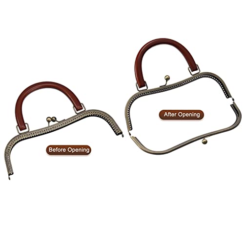 uxcell Metal Purse Frames - 10.6" Kiss Lock Clasp Frame Embossed Clutch Frame with Handle for Coin Purse Handbag Making DIY Craft, Bronze - color: Bronze
