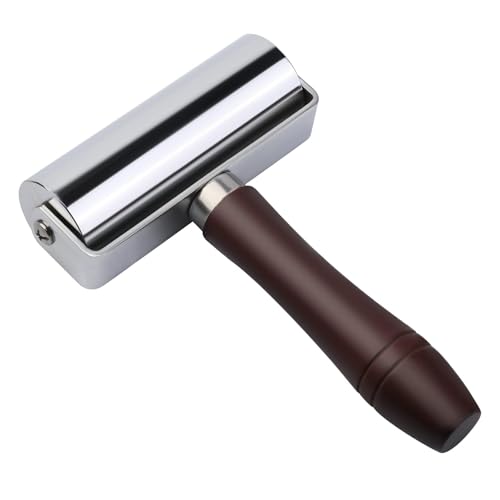 Mnuizu 100 mm Leather Press Edge Roller, Brayer Rollers for Crafting | Wooden Handle Leather Rolling Craft Roller, Seam Roller for Leather, Leather Edge Creaser for Leather Craft - color: Black, size: 100mm