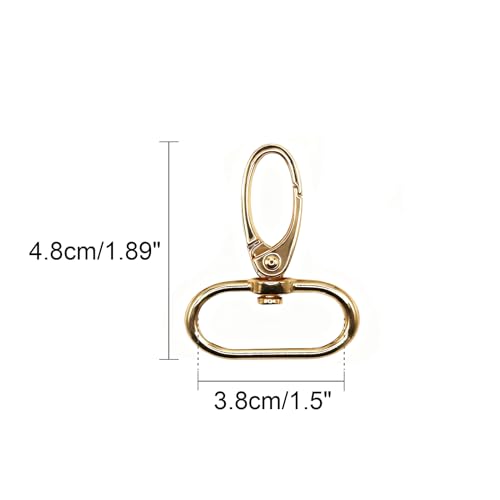 Swivel Lobster Claw Clasps 1.5 Inch 15pcs - Heavy Duty Metal Clasps with Secure Lock, Curved Snap Hooks for Bags, Jewelry Making, Keychains, Lanyards & DIY Craft Supplies (Gold, 1.5 inch) - color: Gold, size: 1.5 inch