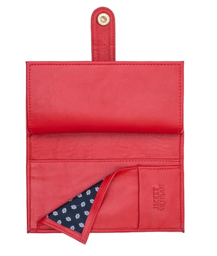 Women’s Genuine Leather Wallet – Slim Design with Secure Snap Multiple - Card Slots & Interior Zipper Pocket (Red) - color: Red