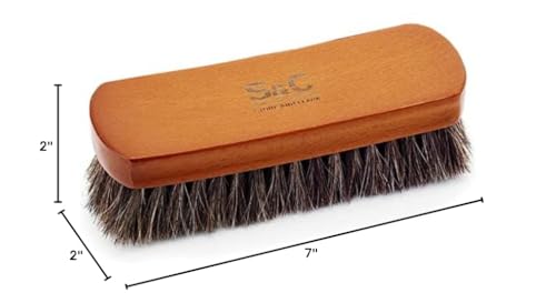 Stone and Clark Luxury Horsehair Shoe Polish Brush – Handcrafted Beechwood Shoe Brush for Shine and Buffing – Premium Shoe Shine Brush with Soft Horsehair Bristles (Brown) - color: Classic Brown
