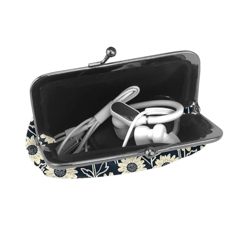 Kiss-lock Coin Purse for Women Change Purses Cute Small Coin Pouch Tiny Coin Wallet (Cute Floral Sunflower) - color: Cute Floral Sunflower