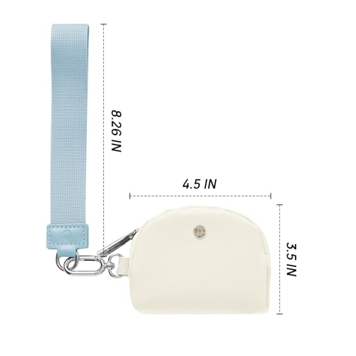 Mum's Memory Mini Zip Around Wristlet Wallets for Women -KeyChain Wallet with Detachable Dual Pouch Wristlet -Key Chain Coin Purse Small Wallets - color: Light blue+White