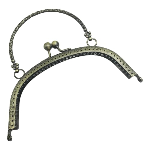 Purse Clasp Frame, Semicircle Metal Coin Bag Kiss Clasp Lock with Handle, for DIY Craft, Purse Making Tailor Sewer 16.5cm (Bronze) J005 - color: Bronze