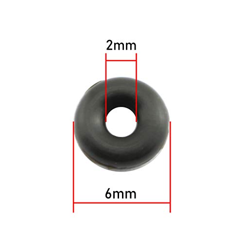 100-Pack 6mmx2mm Rubber Stopper O Rings Black DIY Jewelry Making End Clasp Spacer Beads Gasket Bracelet Necklace Handmade Crafts Findings Accessories - color: BLACK