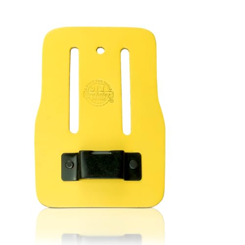 Graintex Measuring Tape Holder for Tool Belt, Premium Top Grain Leather, Steel Tape Holder Clip, Fits up to 3" Wide Belt for Electricians, Carpenters, Contractors, Framers - color: Yellow