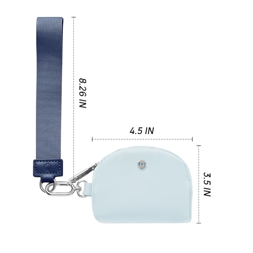Mum's Memory Mini Zip Around Wristlet Wallets for Women -KeyChain Wallet with Detachable Dual Pouch Wristlet -Key Chain Coin Purse Small Wallets - color: Dark blue+White