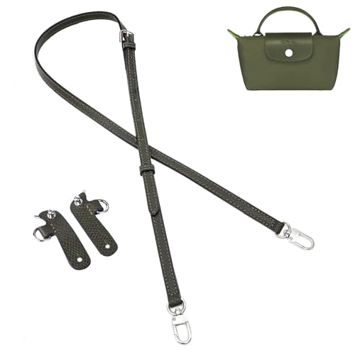 Purse Straps Replacement, Leather Handbag Crossbody Shoulder Strap Kit Adjustable for Mini Longcamp Tote Bag Women - color: Green