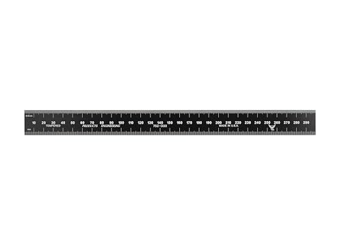 PEC Tools Metric Metal Ruler, 15CM, Made in USA - color: Black Chrome-Rigid