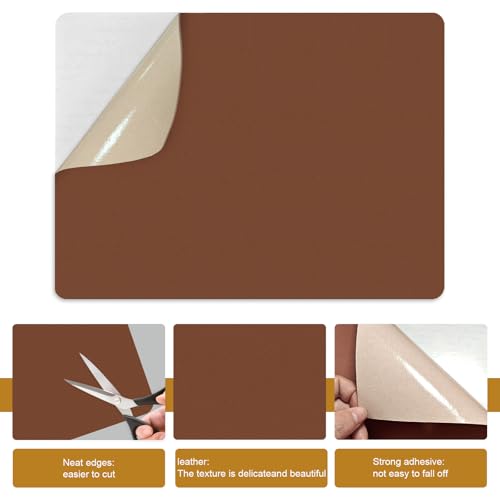 IANZE 2Pcs Leather Repair Patch, Self Adhesive Leather Repair Patch for Car Seats, Couches, Furniture, Sofa, Handbags, Office Chair (Brown) - color: Brown