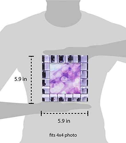 Isaac Jacobs Decorative Sparkling Jewel Picture Frame (4x4, Light Purple) | Jewel Picture Frame, Photo Display & Home Decor Two-way easel for vertical or horizontal display. Does NOT hang on wall - color: Light Purple, size: 4x4