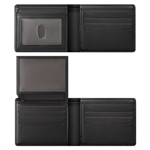 GNDR Wallet For Men RFID Blocking Black Wallets Bifold Faux Leather Card Holder Front Pocket Mens Accessories With Gift Box - color: Black-01