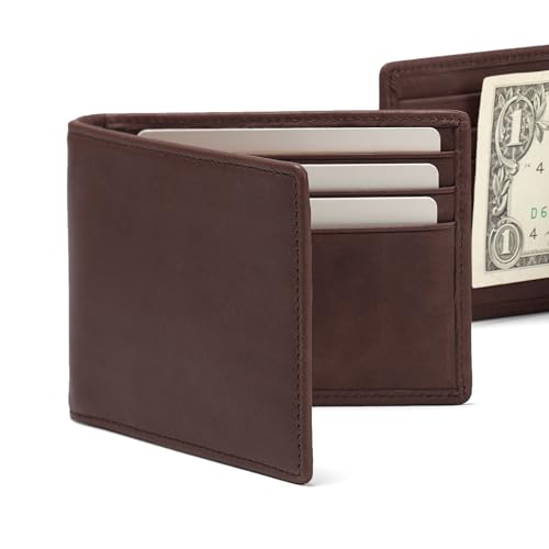 Premium Mahogany Men's Slim Bifold Wallet with Money Clip - Mahogany - color: Premium Mahogany