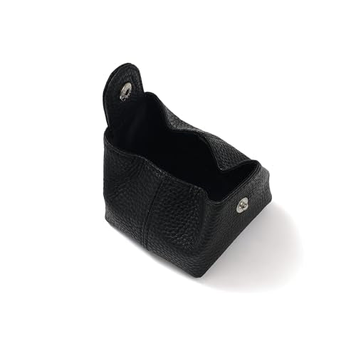 Cockatoo Genuine Leather Coin Pouch Change Holder, Mini Snap Pocket Wallet for Men Women (Black, Large) - color: Black, size: Large