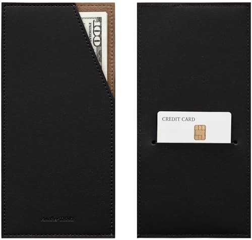 PU Leather Card and Cash Envelope for Travel and Budgeting - Black | Reusable Money Holder, Stylish Leather Money Envelope - color: Black