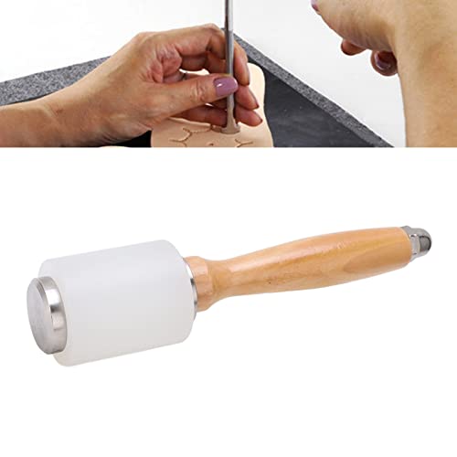Leather Carving Hammer, DIY Handcrafted Leather Nylon Hammer with Wood Handle, for Shop Tools