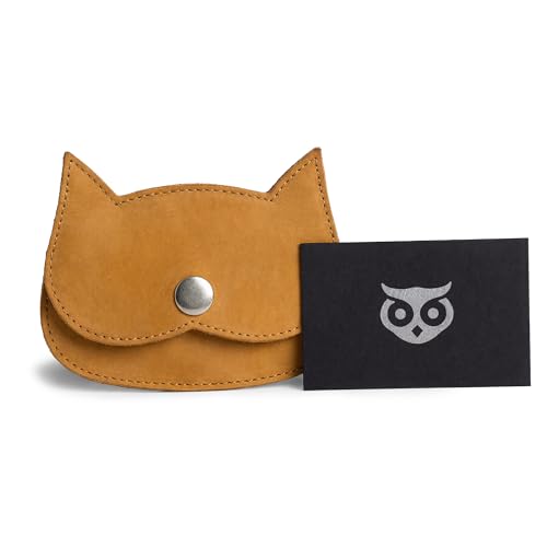 Hide & Drink, Cat Shape Wallet Handmade from Full Grain Leather (Old Tobacco) - color: Old Tobacco