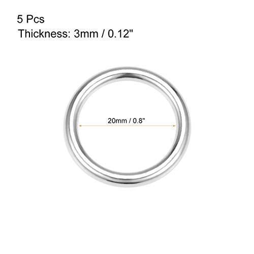 uxcell O Ring Buckle 20mm(0.8") ID 3mm Thickness Zinc Alloy Silver Tone 5pcs - color: Silver Tone, size: 20mm