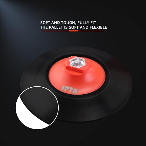 SPTA 2Pcs RO Rotary Flexible Backing Plate, Hoop-and-Loop Face PU Soft Backing Pad Used On Rotary Polisher Sander for Sanding Polishing Buffing Finishing (M14 Thread, Orange, 6Inch (150mm)) - size: 6Inch (150mm), style: M14 Thread