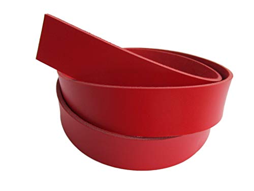 9 oz 51-55". Red Genuine Natural Leather Belt Blank Strip Strap Band. (1 1/5" (30mm.)) - size: 1 1/5" (30mm.)
