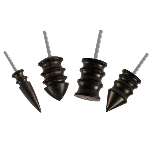 4pcs Leather Burnisher Bits for Rotary Tool, 4 Styles Leather Burnishing Tool Tips Polished Head Ebony Burnishing Machine Accessories for Leather Craft Edges (Style 1)