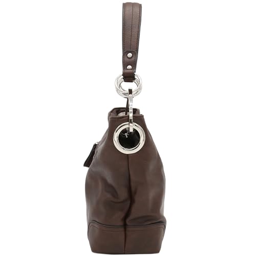 Hobo Shoulder Bag with Big Snap Hook Hardware - color: Coffee