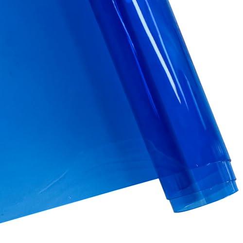 ONEART | Blue Transparent Leather Vinyl, 30 Gauge Solid Color See-Through Waterproof Jelly Faux Leather for Women DIY Handbags Tote, 12" x 48" - color: Blue