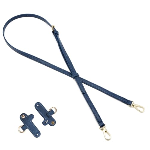 DEVPSISR Leather Strap Suitable for Longchamp Handbag,Crossbody Adjustable Shoulder Strap Conversion Kit - color: Blue-gold