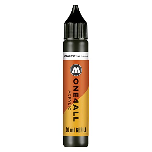 MOLOTOW ONE4ALL Acrylic Paint Refill ONE4ALL Paint Marker, Signal Black, 30ml Bottle, 1 Each (693.180), 1.01 Fl Oz (Pack of 1) - size: 1 Count (Pack of 1), style: Signal Black