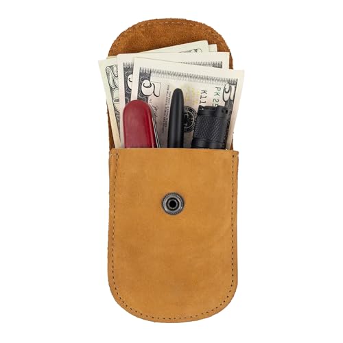 Hide & Drink, Holster Pouch, Durable EDC Waist Bag for Coins, Pocket Wallet, Headphones, Personal Items, Conveniently Attaches to Belt, Full Grain Leather, Handmade - color: Old Tobacco