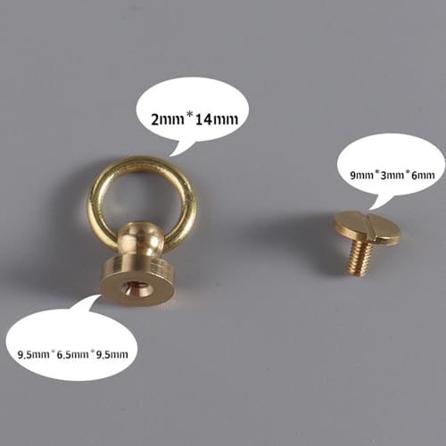dophee 10PCS Solid Brass O-Ring Rivet Studs for Leather Craft, Gold | 360 Degree Rotatable Head Spikes Buttons for Phone Shell Purse Handbag Making - color: Gold