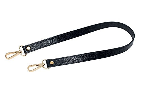 VanEnjoy Full Grain Leather Replacement Strap Shoulder Bag Purse, 0.98 inch Width Gold Hardware (Black) - color: Black, size: 26 inches